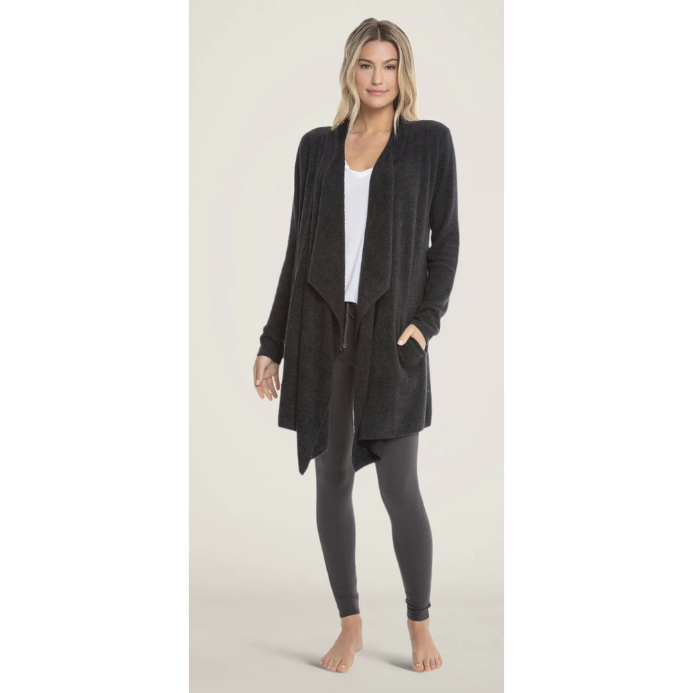 Barefoot Dreams Black Cozy Chic Draped Cardigan L/Xl Gem